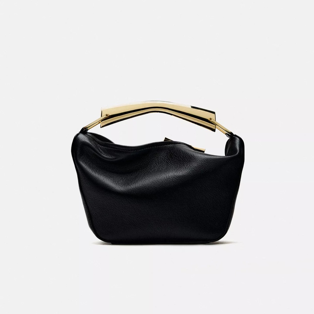 Zara Black Clutch with Gold Handle